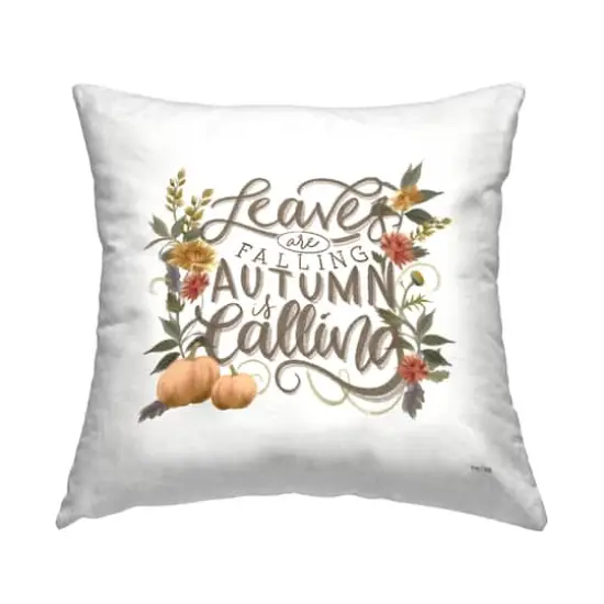 Stupell Industries Leaves Falling Autumn Calling Phrase Decorative Printed Throw Pillow {1}