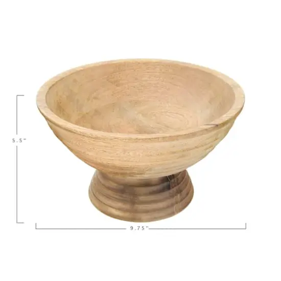 Hello Honey&reg; 9.75" Ridged Mango Wood Footed Bowl Brown {6}