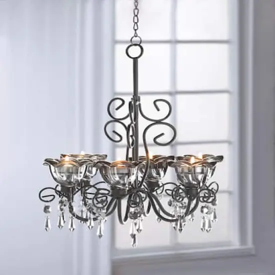 12.75" Midnight Blooms Candle Chandelier {3}
