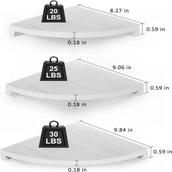 Gray White Floating Corner Wall Shelf Set {3}
