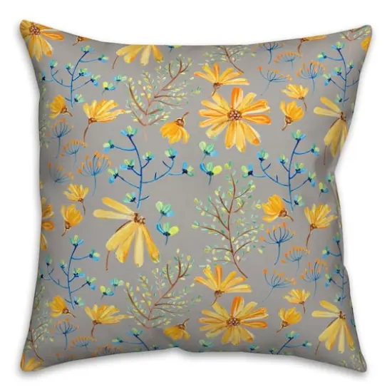 Flowers & Foliage Throw Pillow Gray {1}