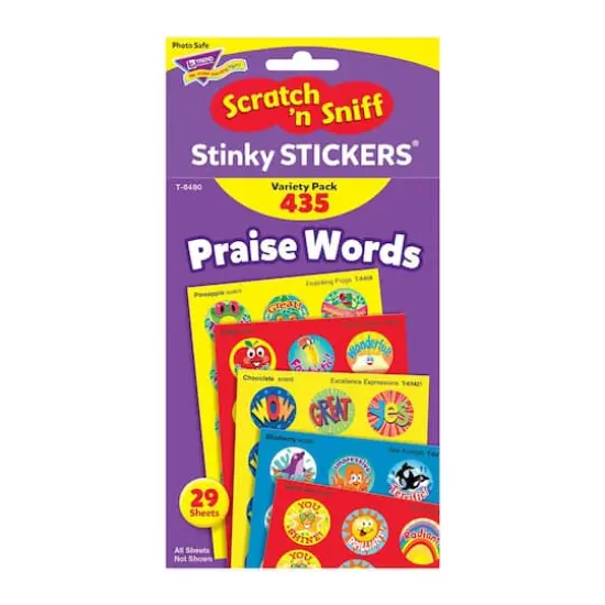 Trend Enterprises&reg; Praise Words Scratch 'n Sniff Stinky Stickers&reg; Variety Pack {4}