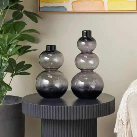 Black Ombre Bubble Glass Vase Set {11}