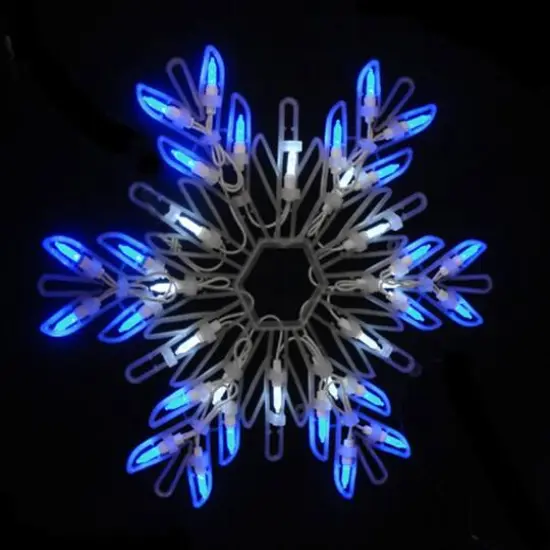 15" LED Pure White & Blue Snowflake Christmas Window Silhouette D&eacute;cor {3}