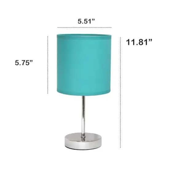 Creekwood Home Nauru 12" Brushed Nickel Petite Metal Stick Table Lamp Blue {4}