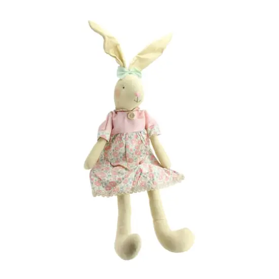 1.6ft. Sitting Linen Pink Floral Easter Bunny Rabbit Spring Figure {3}