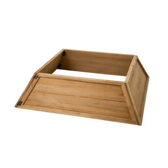 Glitzhome&reg; 40" Natural Wooden Trapezoid Farm Fresh Christmas Tree Collar {9}