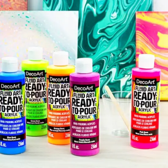 DecoArt&reg; Fluid Art Ready to Pour Acrylic&trade; Neon Blast Paint Pack {5}