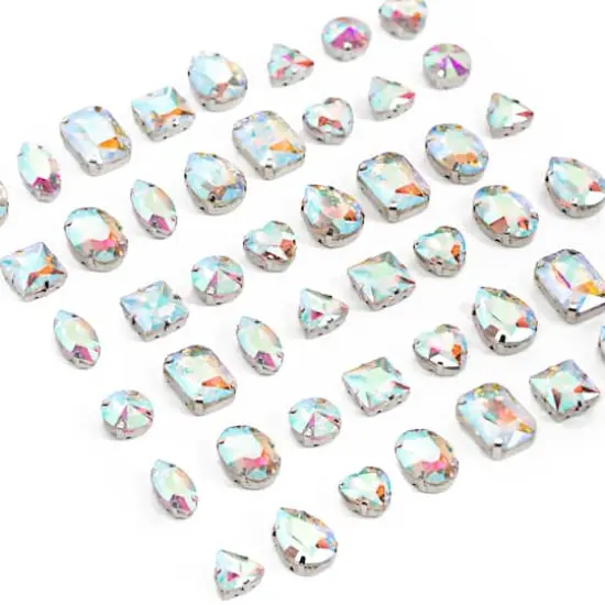 CousinDIY Silver Crystal AB Glass Sew-On Rhinestones, 48ct. {4}
