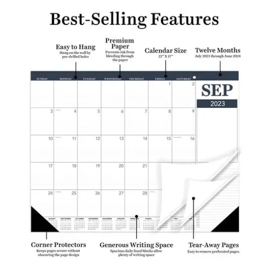 TF Publishing 2023 - 2024 Professional Large Desk Pad Monthly Blotter Calendar {4}