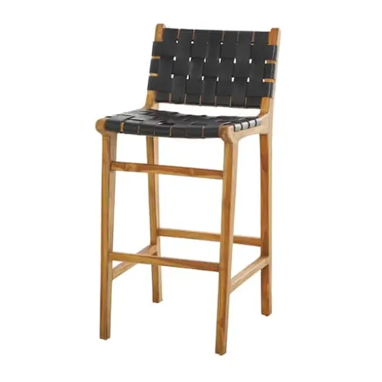 Black Teak Wood Modern Bar Stool 18" x 18" x 40" {1}