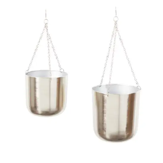 Silver Metal Glam Hanging Planter Set {3}