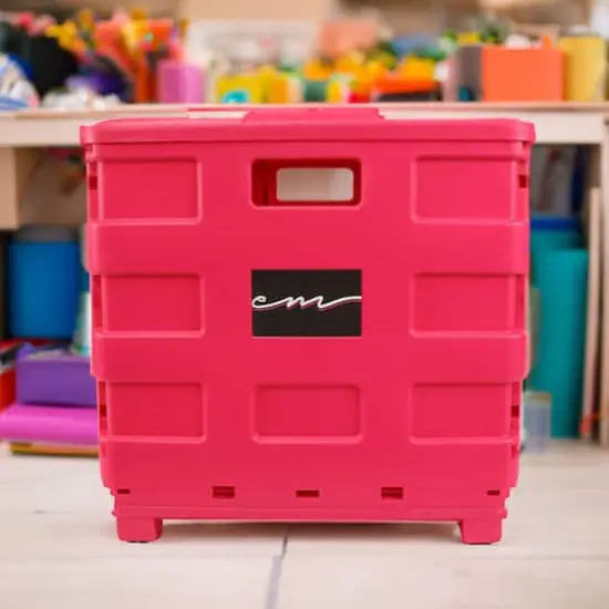 Everything Mary Collapsible Rolling Cart with Lid Pink {10}