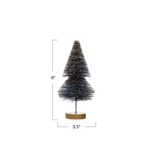 Hello Honey&reg; 8" Blue Sisal Bottle Brush Tree with Gold Glitter & Wood Base {4}