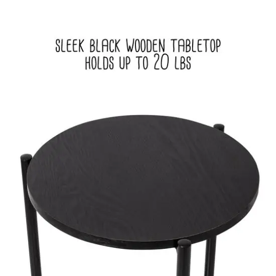 Honey Can Do 18" Black Round Side Table with T-Pattern Base {9}