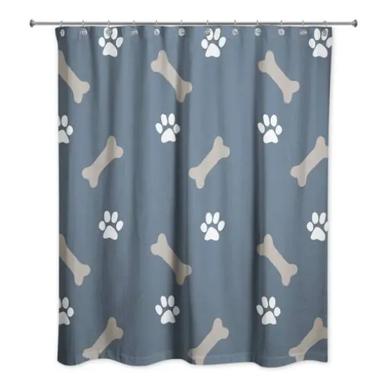 Bones & Paws Shower Curtain Blue {3}
