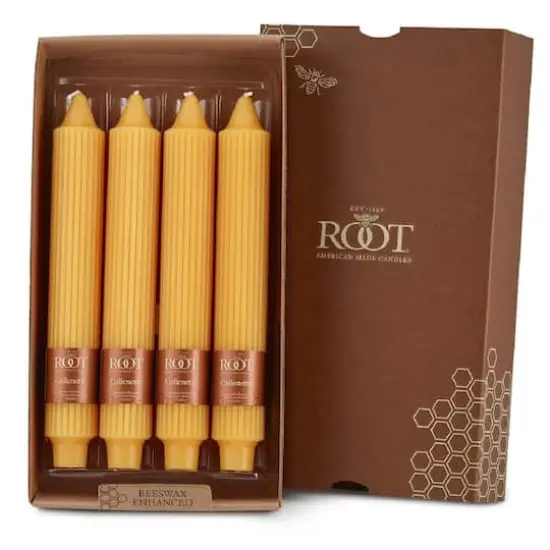 Root Candles 9" Unscented Grecian Collenette Taper Candles, 4ct. Butterscotch {1}
