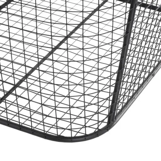 30.25" Black Metal Open Frame Wire Grid Storage Basket with Curved Sides & Ring Handles {7}