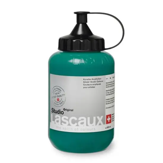 Lascaux Studio Acrylic Paint, 500mL 950 Emerald Green Deep {1}