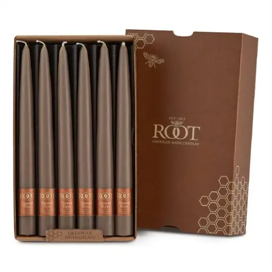 Root Candles 9" Unscented Taper Candles, 12ct. Portobello {1}