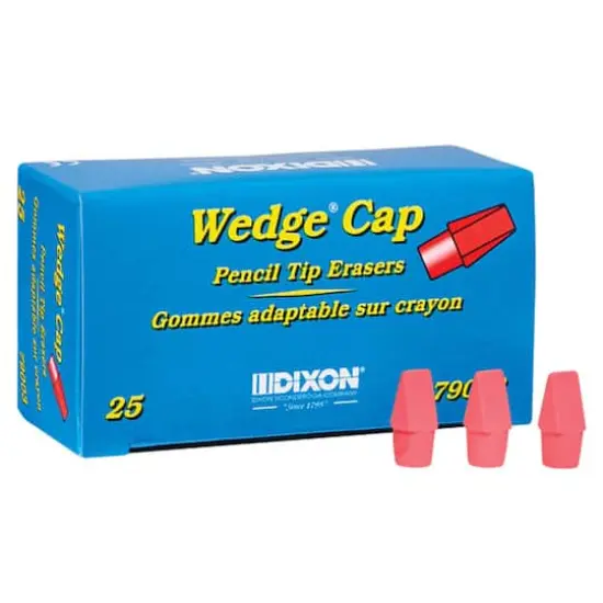 Dixon&reg; Wedge Pencil Cap Pink Erasers, 8 Packs of 25 {3}