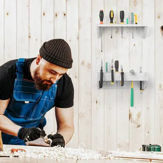 NEX&trade; Gray White Solid Wood Tool Storage Box Organizer Set {7}