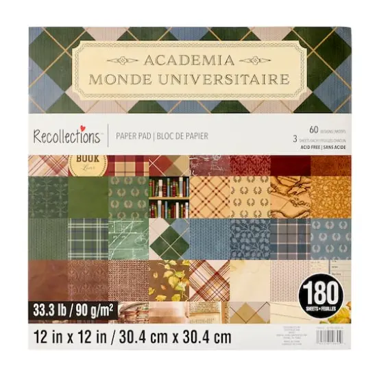 12" x 12" Academia Paper Pad by Recollections&trade;, 180 Sheets {6}