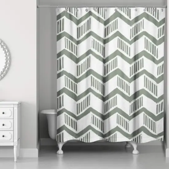 Chevron Shower Curtain Sage {3}