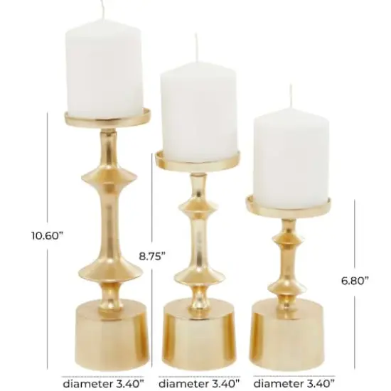 CosmoLiving by Cosmopolitan Gold Aluminum Pillar Candle Holder Set {7}
