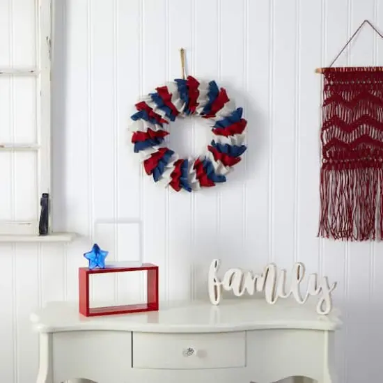 18" Red, White & Blue Americana Burlap Wreath {3}