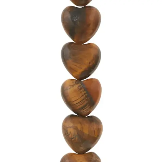 Brown Tiger's Eye Heart Semi-Precious Beads by Bead Landing&trade;, 12mm  {1}