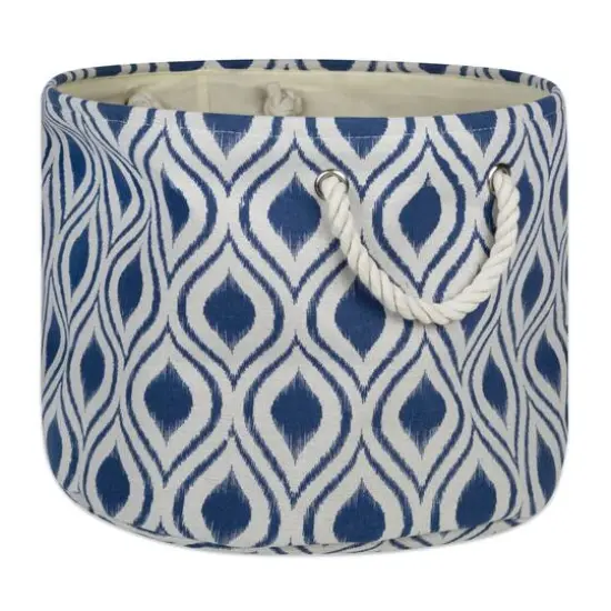 DII&reg; 15" Round Ikat Fabric Bin French Blue {1}