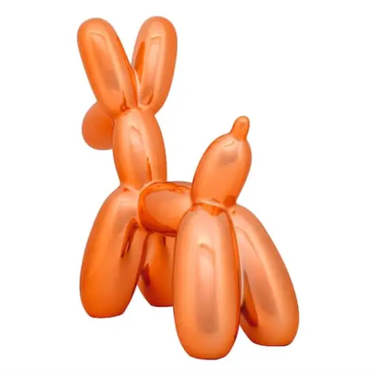 11" Electroplated Orange Balloon Dog Figurine {5}