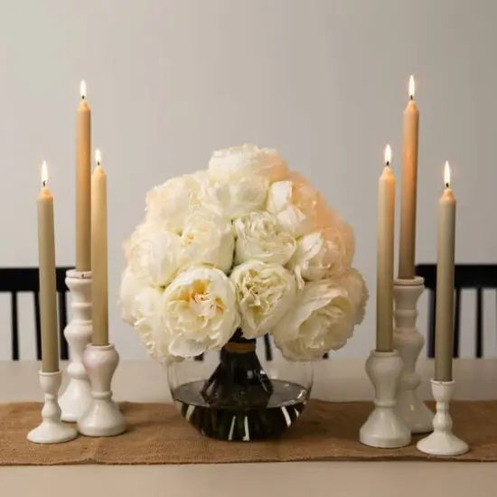Wedding Collection 15in. Artificial Peony Arrangement in Glass Vase {5}