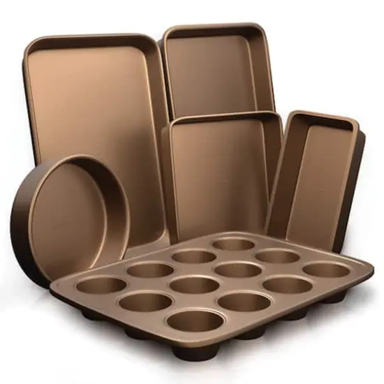 NutriChef Bronze Non-Stick Kitchen Bakeware Set {1}