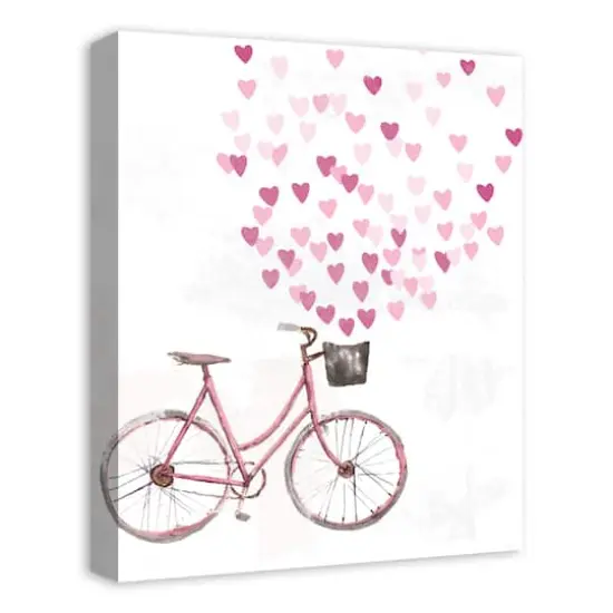 Pink Bike with Hearts Canvas Wall Art {3}