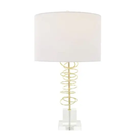 2ft. Gold Metal Abstract Overlapping Ring Accent Lamp with Elevated Square Glass Base {1}