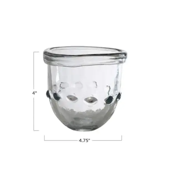 Hello Honey&reg; 4" Clear Organically Shaped Embossed Glass Votive Holder {1}