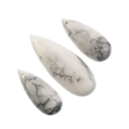 John Bead Earth&rsquo;s Jewels Natural Stone Teardrop Pendant Slices White Howlite {3}