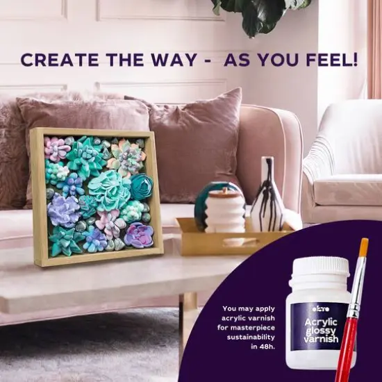 OKTO DIY Wood & Craft Tenderness Succulents Clay Kit {5}