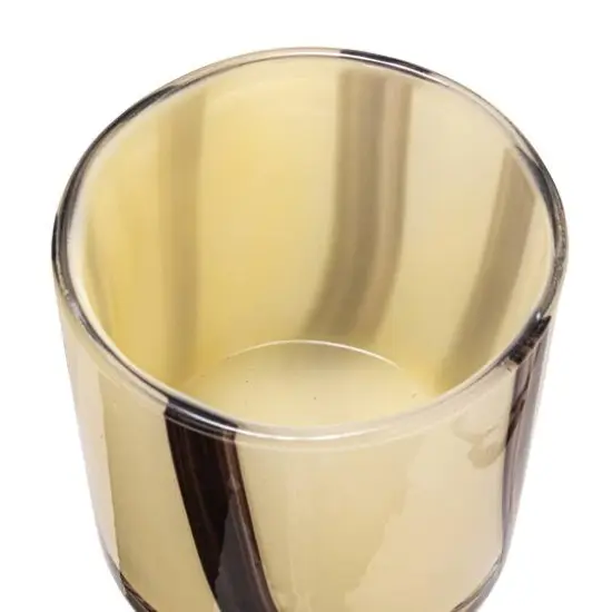 Hello Honey® 4" Striped Glass Votive Candle Holder Cream and Deep Purple {7}