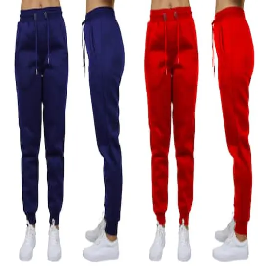 Galaxy by Harvic Women's Relaxed Fit Fleece-Lined Jogger Sweatpants 2 Pack Navy/Red {1}