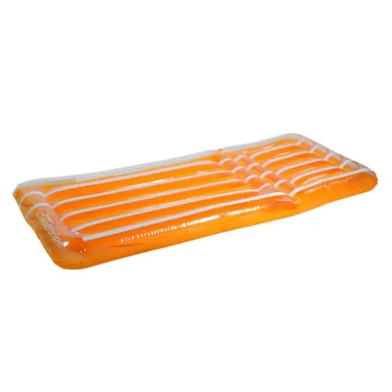 72" Orange & White Transparent Cool Stripe Inflatable Swimming Pool Mattress Float {3}