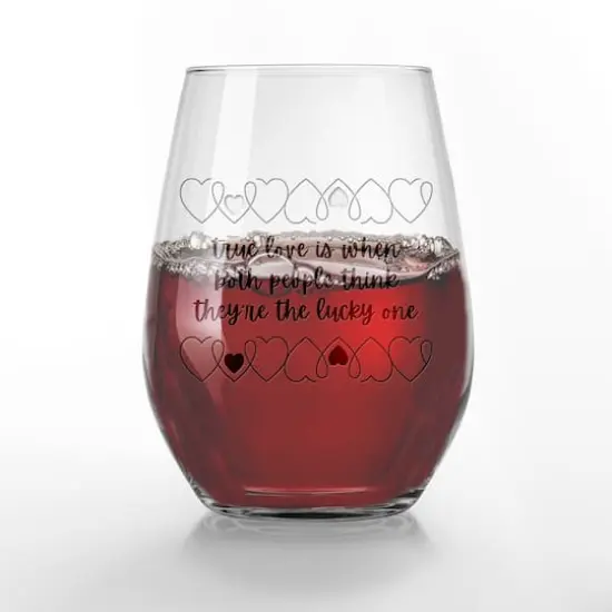 15oz. True Love Lucky Ones Engraved Stemless Wine Glass {3}