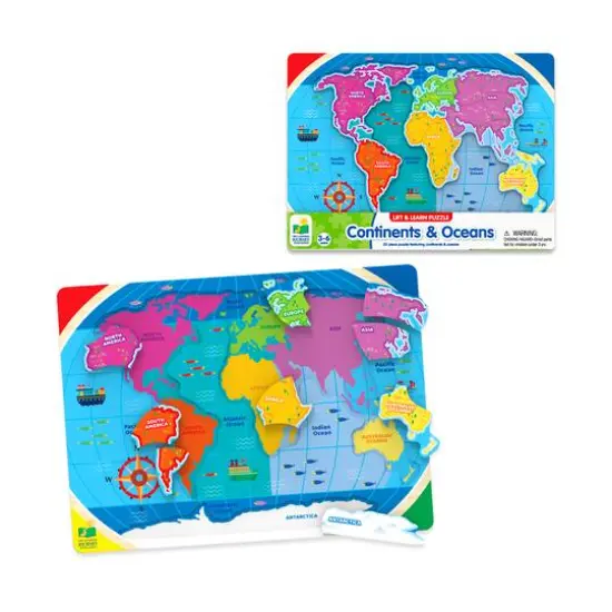 Lift & Learn Puzzle - Continents & Oceans: 22 Pcs {4}