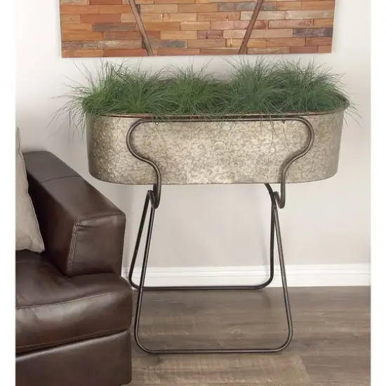 38" Gray Metal Farmhouse Planter {9}