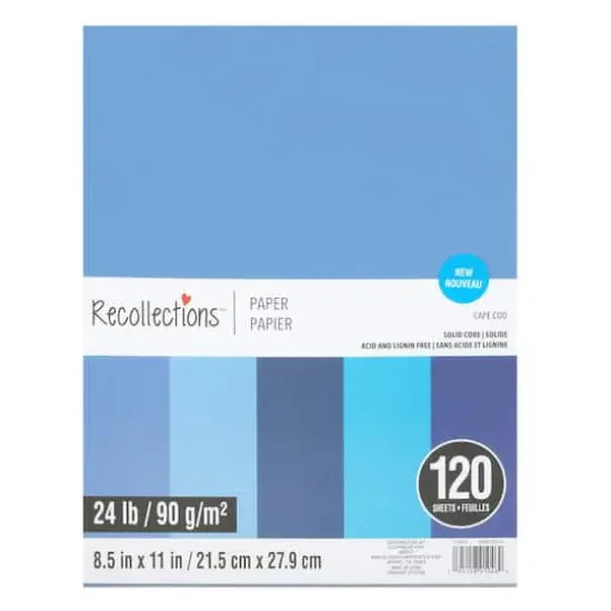8.5" x 11" Mixed 24lb. Solid Core Paper Pack by Recollections&trade;, 120 Sheets Cape Cod {1}