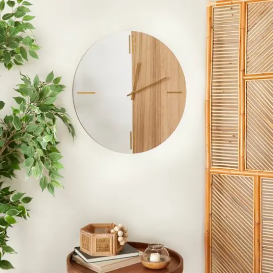 Brown MDF Contemporary Wall Clock, 24" x 24" x 2" {8}