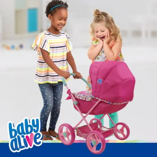 509 Crew Baby Alive Pink and Rainbow Deluxe Classic Doll Pram {6}