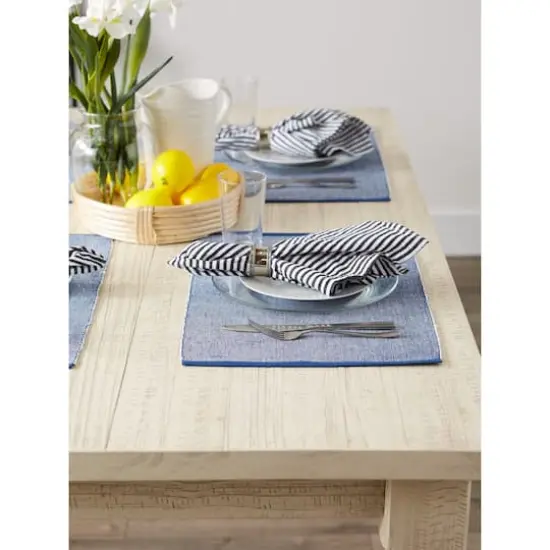 DII&reg; 2-Tone Ribbed Placemats, 6ct. Navy and white {4}
